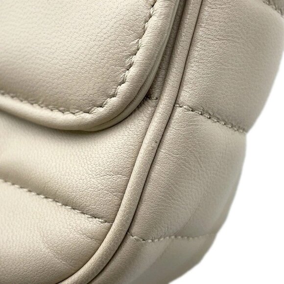 CELINE Matelasse Mono Chrome Chainshoulder Bag Leather Greige 111273 - Picture 6 of 15